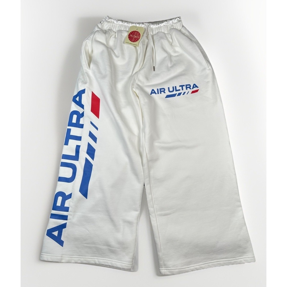 NEW Ultra Wrld Airline Wide Leg Sweatpants White Limited Edition Large‎
